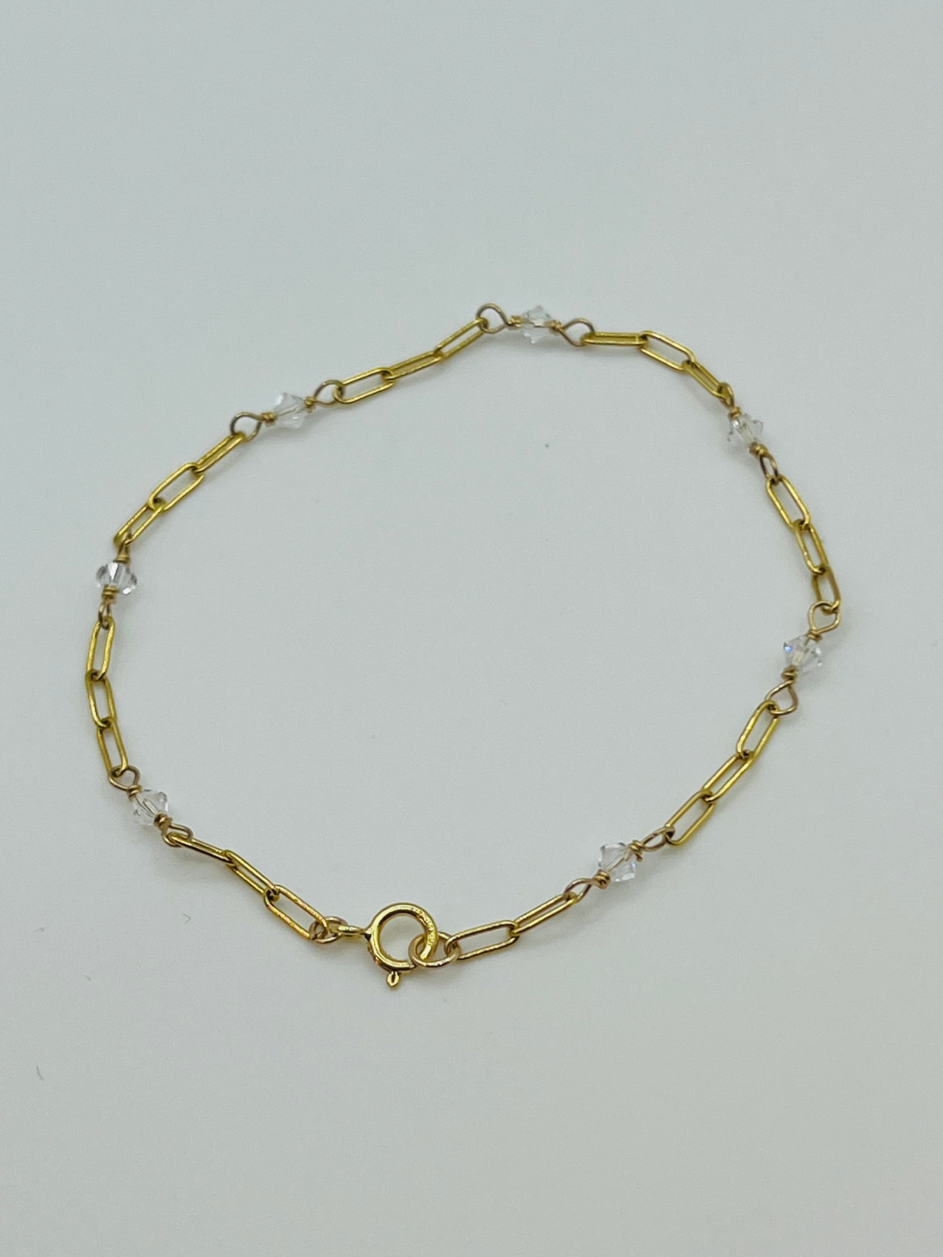 Crystal Paperclip Chain Bracelet | 14 Karat Gold Filled & 925 Sterling Silver