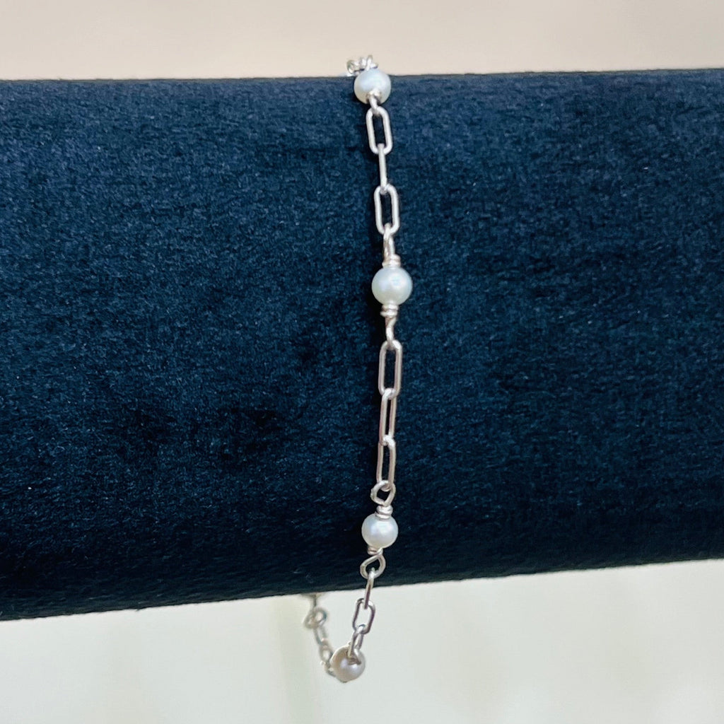 Scattered Pearl Chain Bracelet | 14 Karat Gold Filled & 925 Sterling Silver