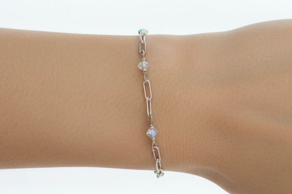 Crystal Paperclip Chain Bracelet | 14 Karat Gold Filled & 925 Sterling Silver