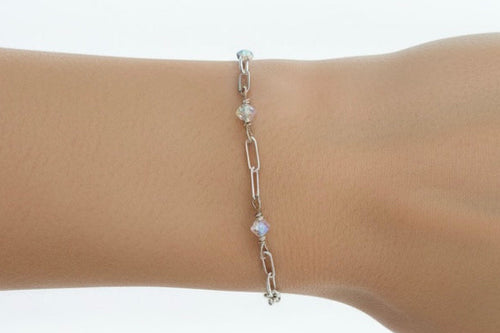 Crystal Paperclip Chain Bracelet | 14 Karat Gold Filled & 925 Sterling Silver