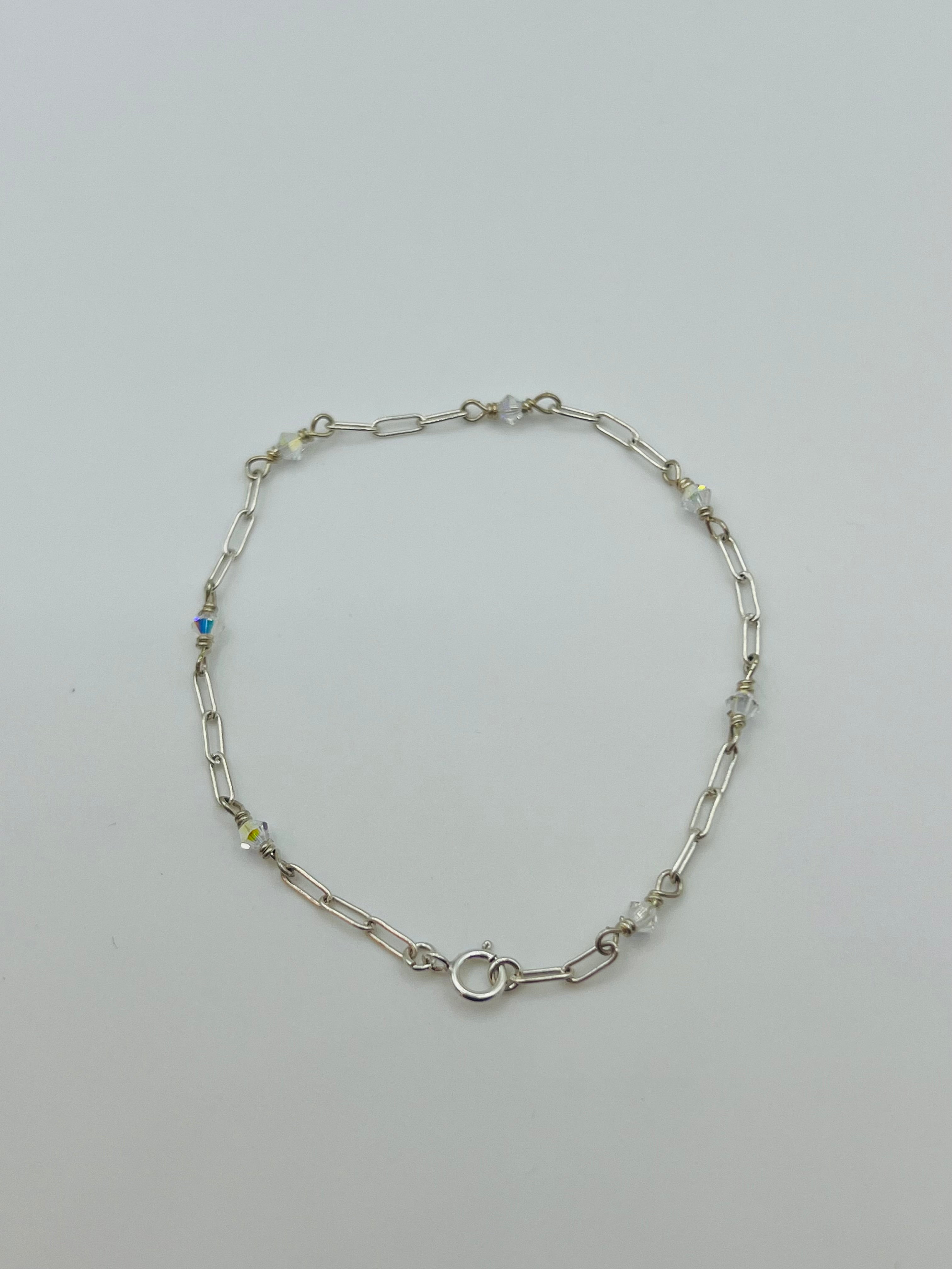 Crystal Paperclip Chain Bracelet | 14 Karat Gold Filled & 925 Sterling Silver