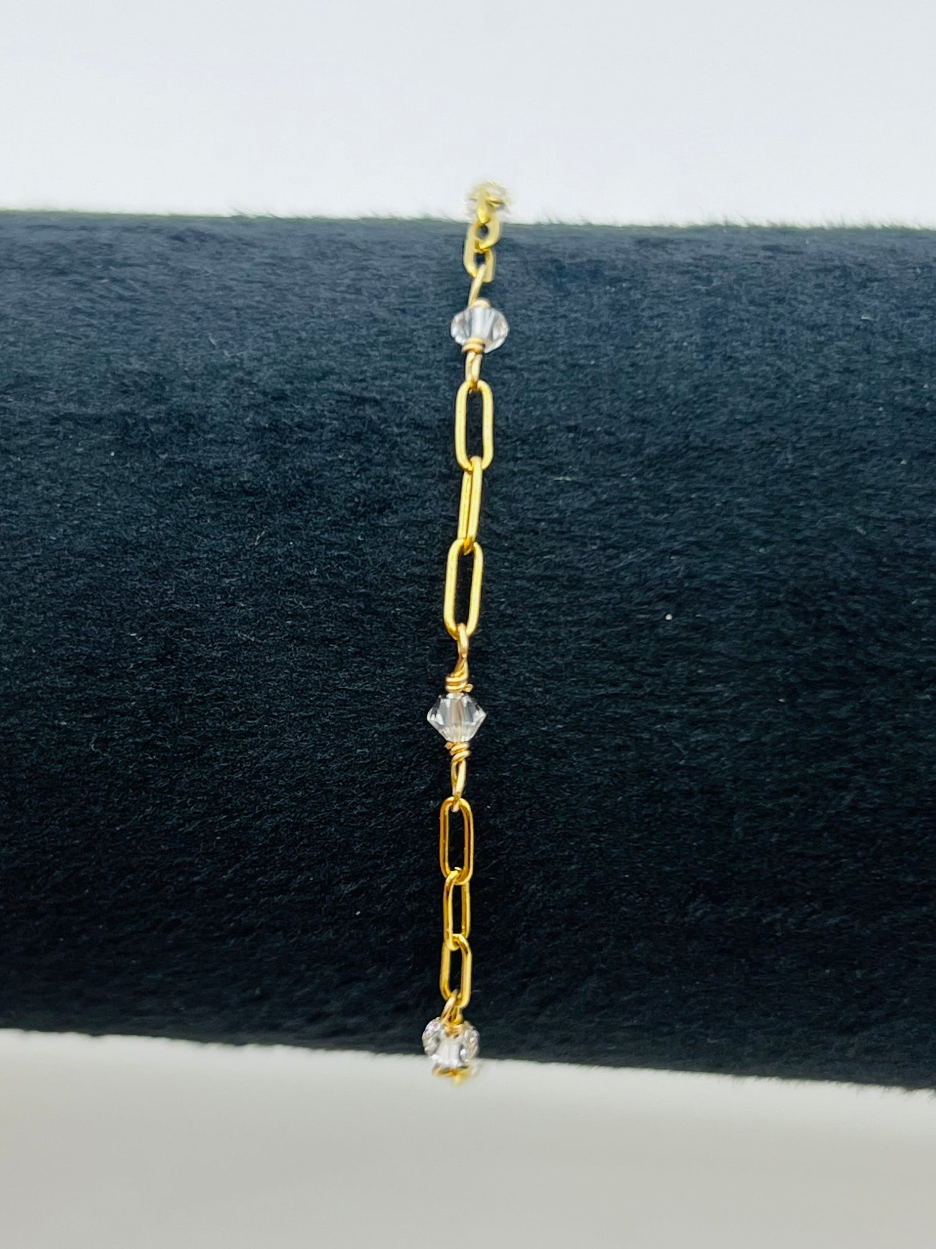 Crystal Paperclip Chain Bracelet | 14 Karat Gold Filled & 925 Sterling Silver