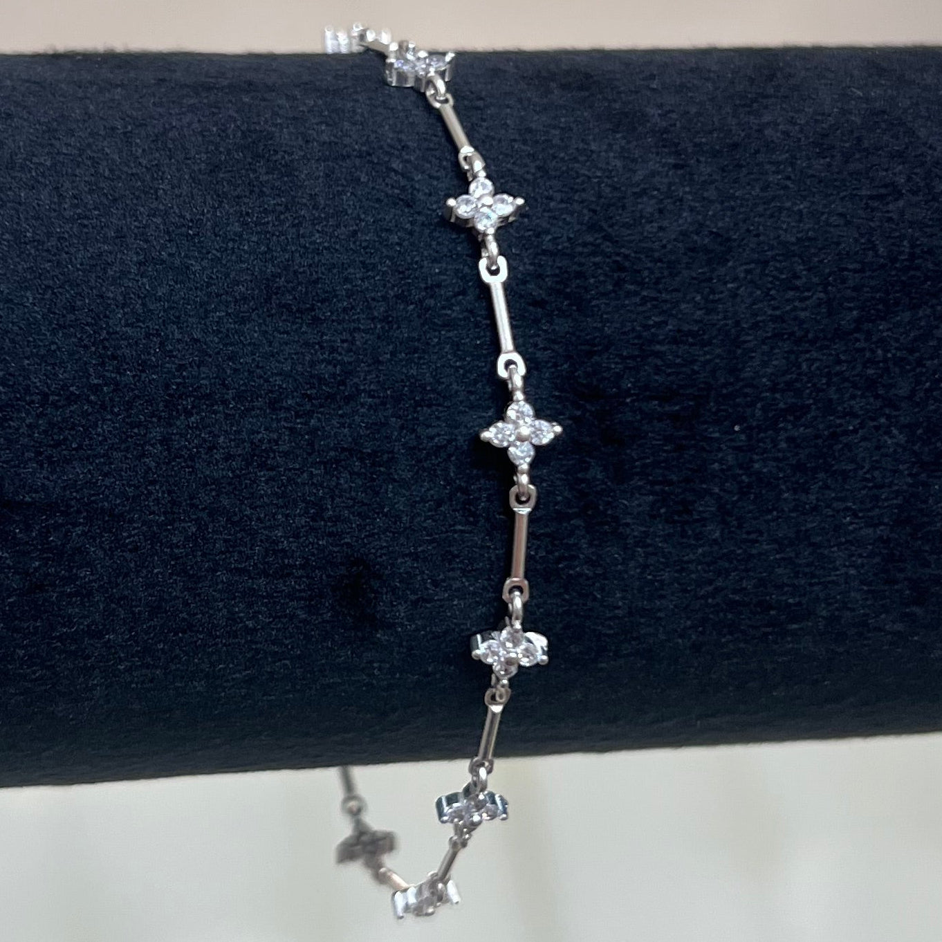 Crystal Clover Solid Bar Station Bracelet | 14 Karat Gold Filled & 925 Sterling Silver