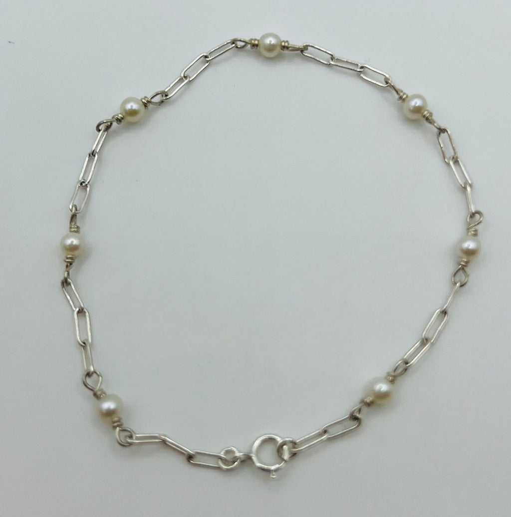 Scattered Pearl Chain Bracelet | 14 Karat Gold Filled & 925 Sterling Silver