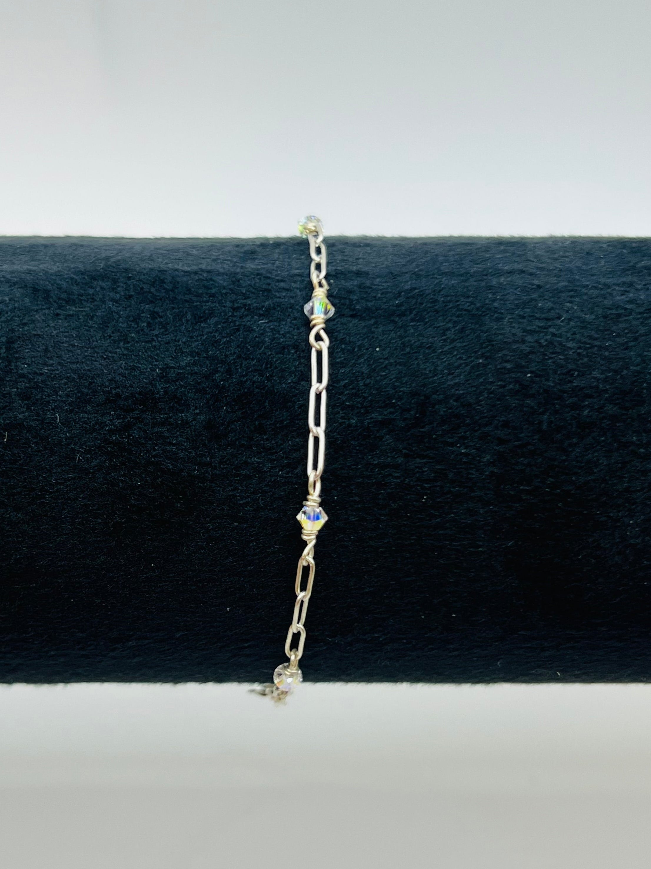 Crystal Paperclip Chain Bracelet | 14 Karat Gold Filled & 925 Sterling Silver
