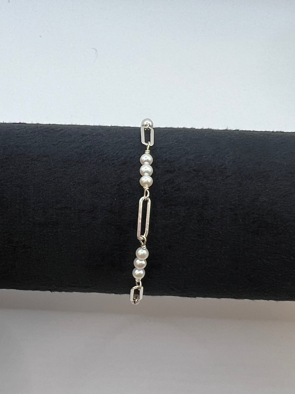 Freshwater Pearl Paperclip Chain Bracelet
