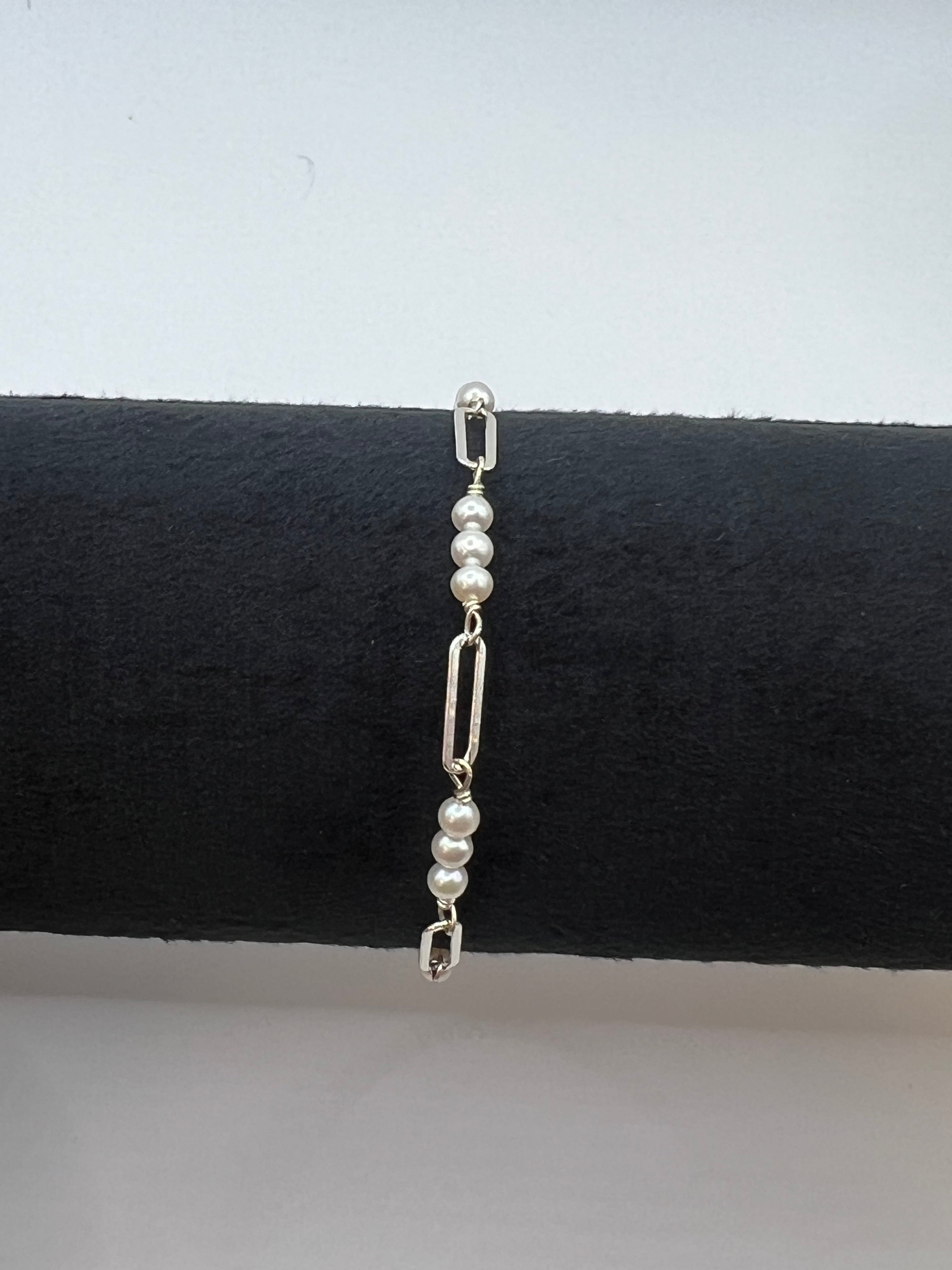 Freshwater Pearl Paperclip Chain Bracelet