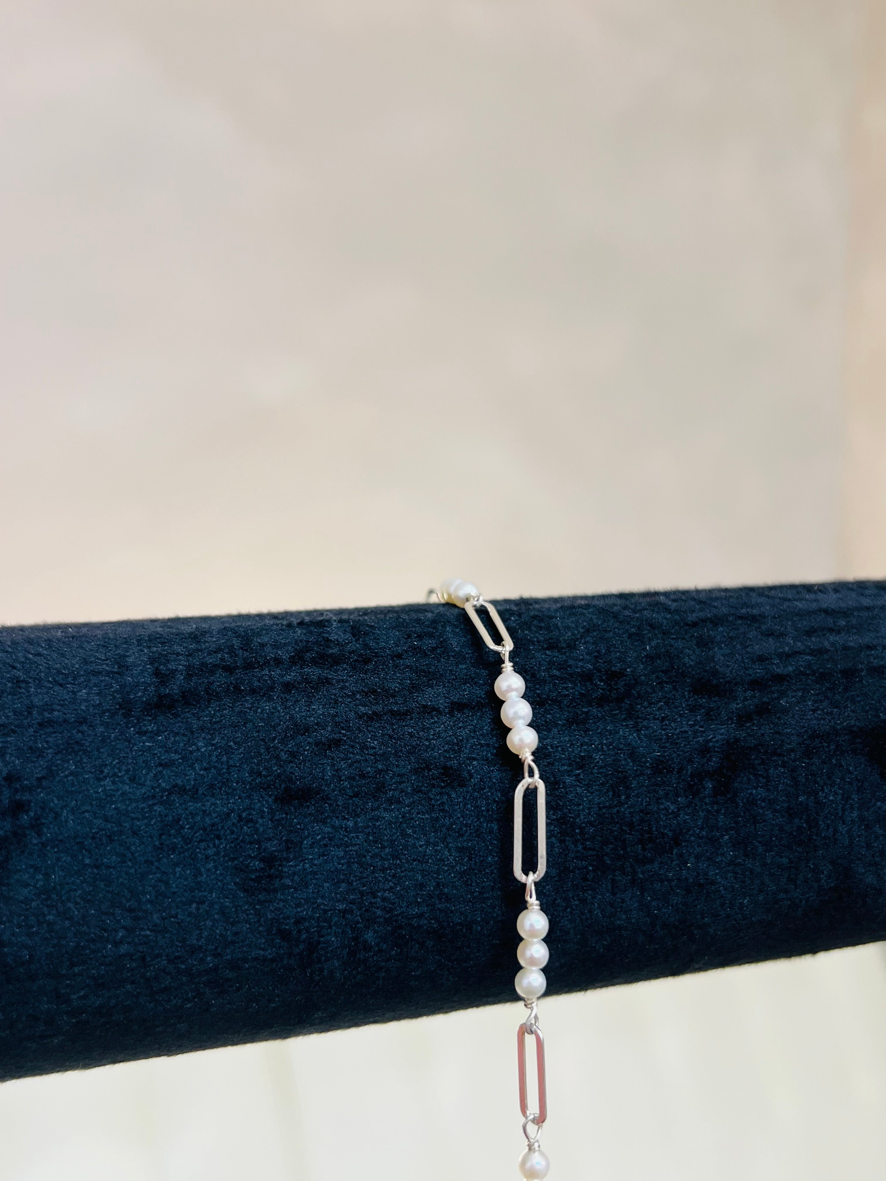 Freshwater Pearl Paperclip Chain Bracelet