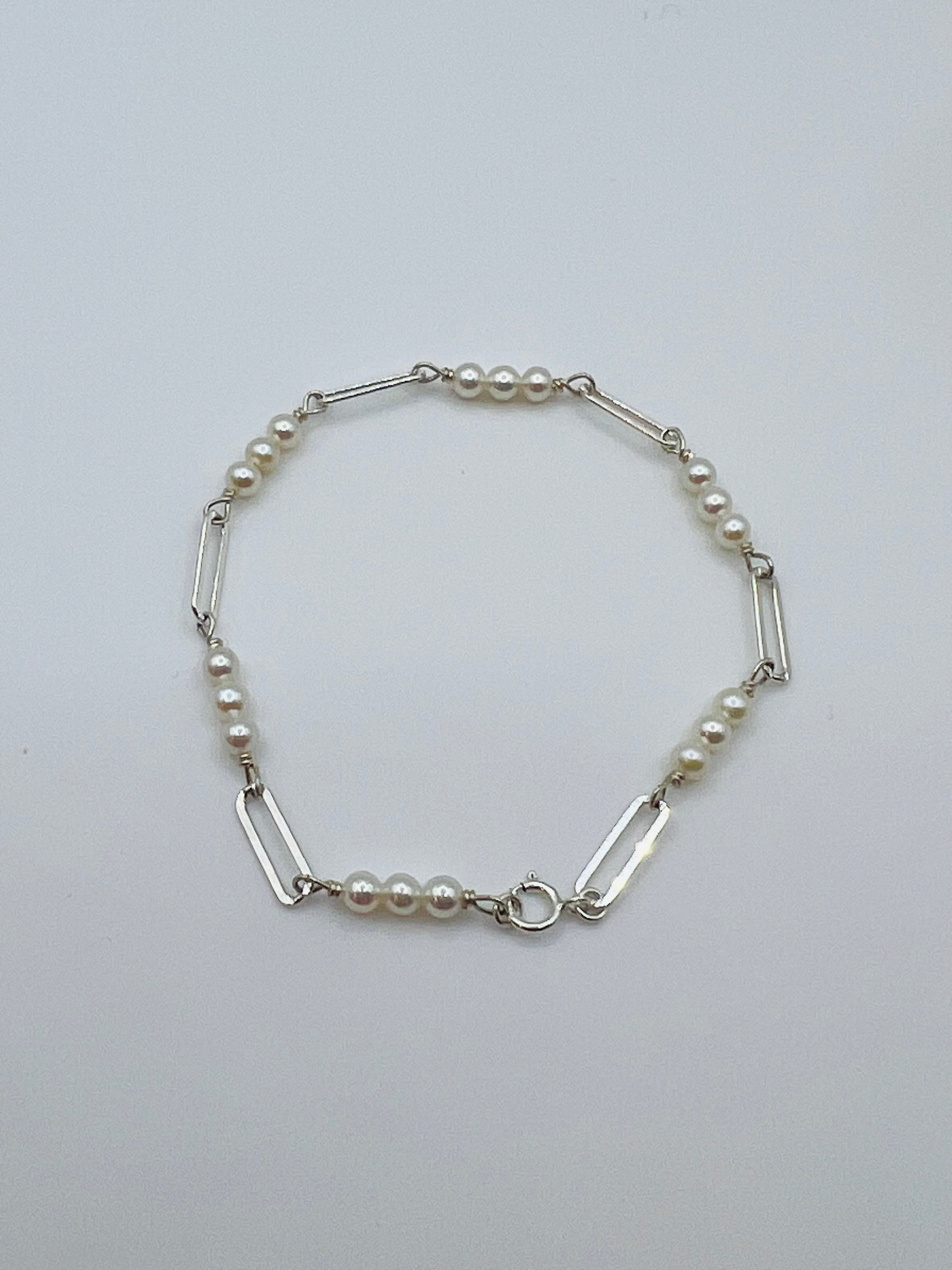 Freshwater Pearl Paperclip Chain Bracelet