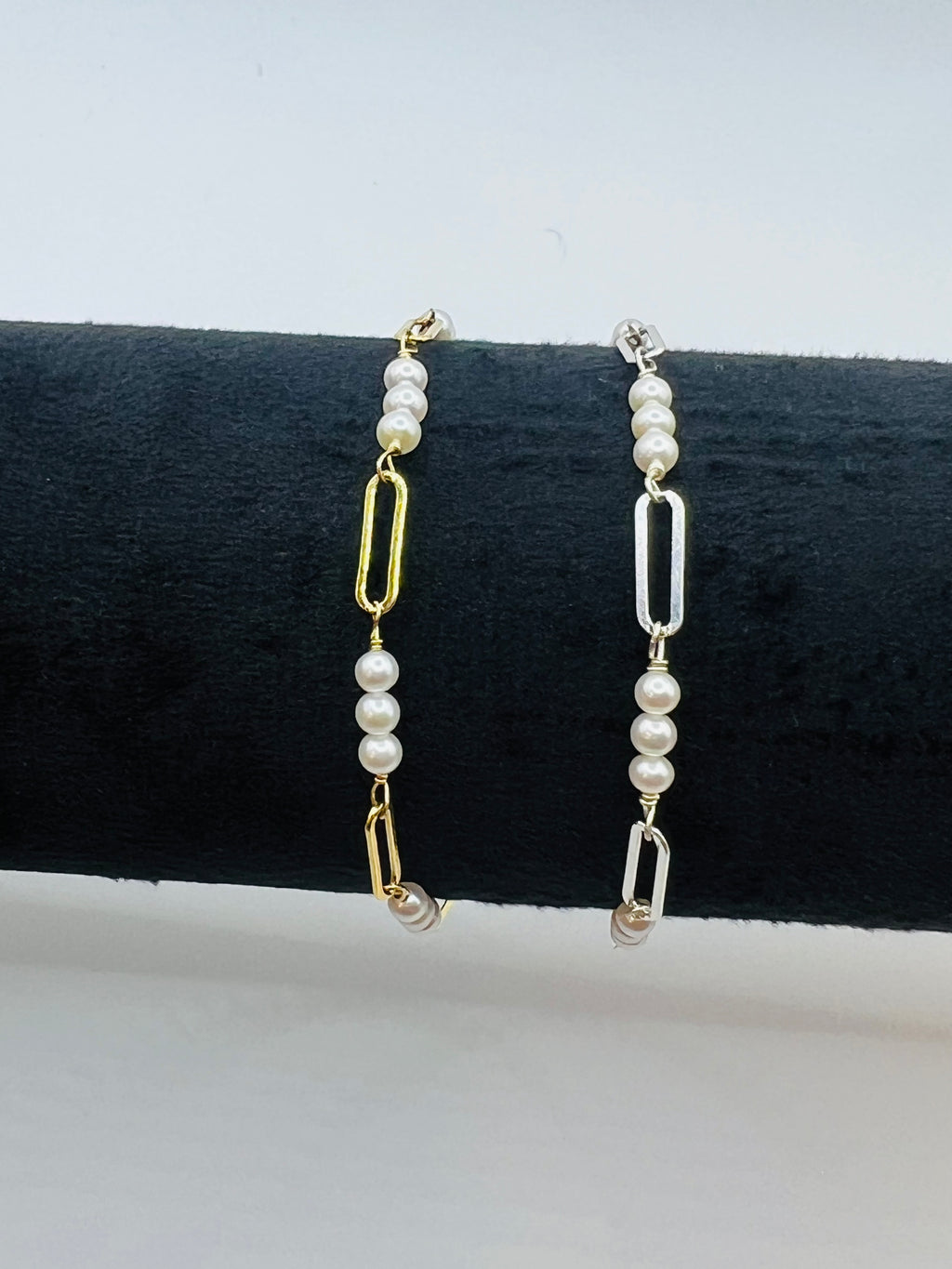 Freshwater Pearl Paperclip Chain Bracelet