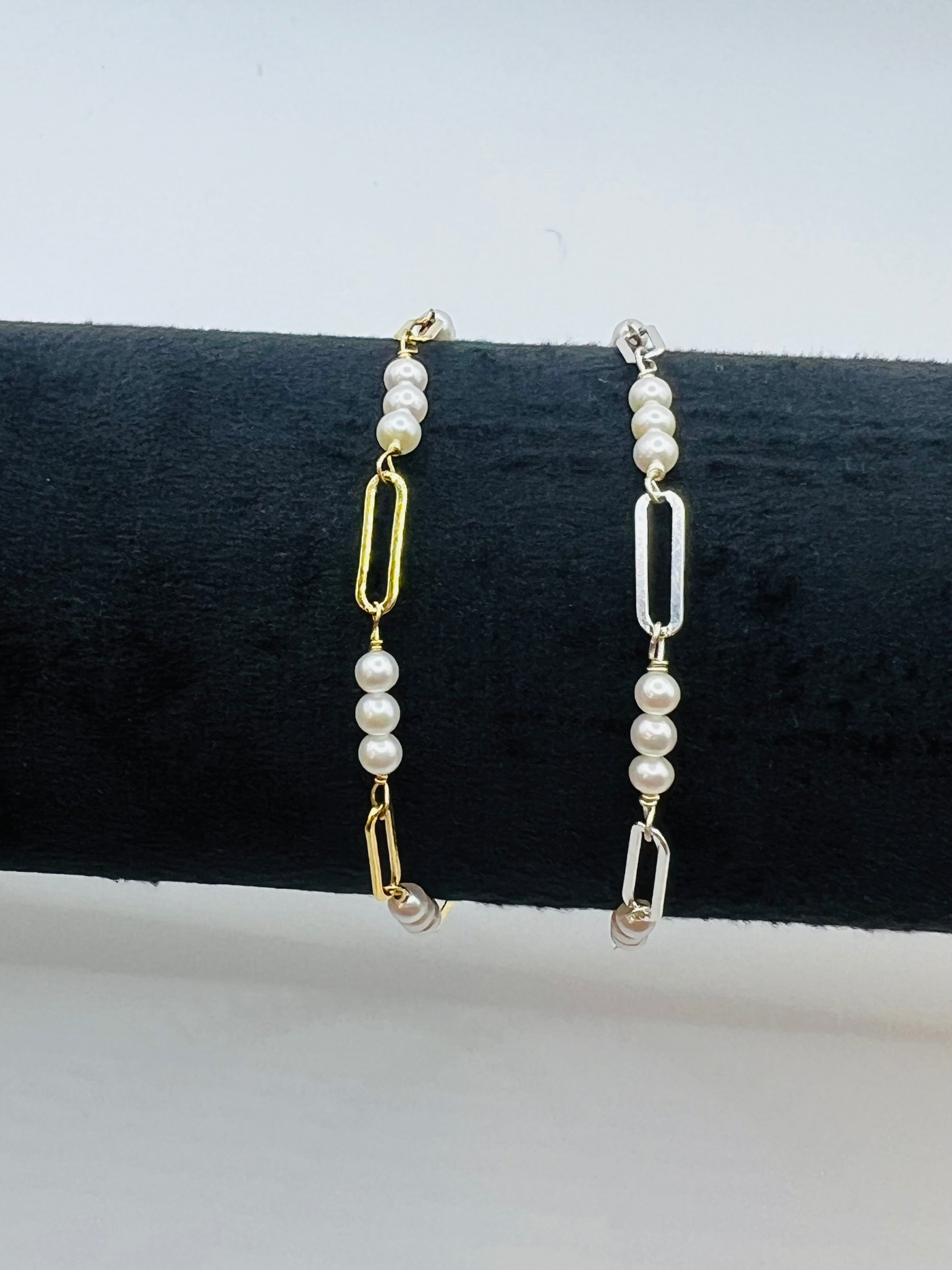 Freshwater Pearl Paperclip Chain Bracelet