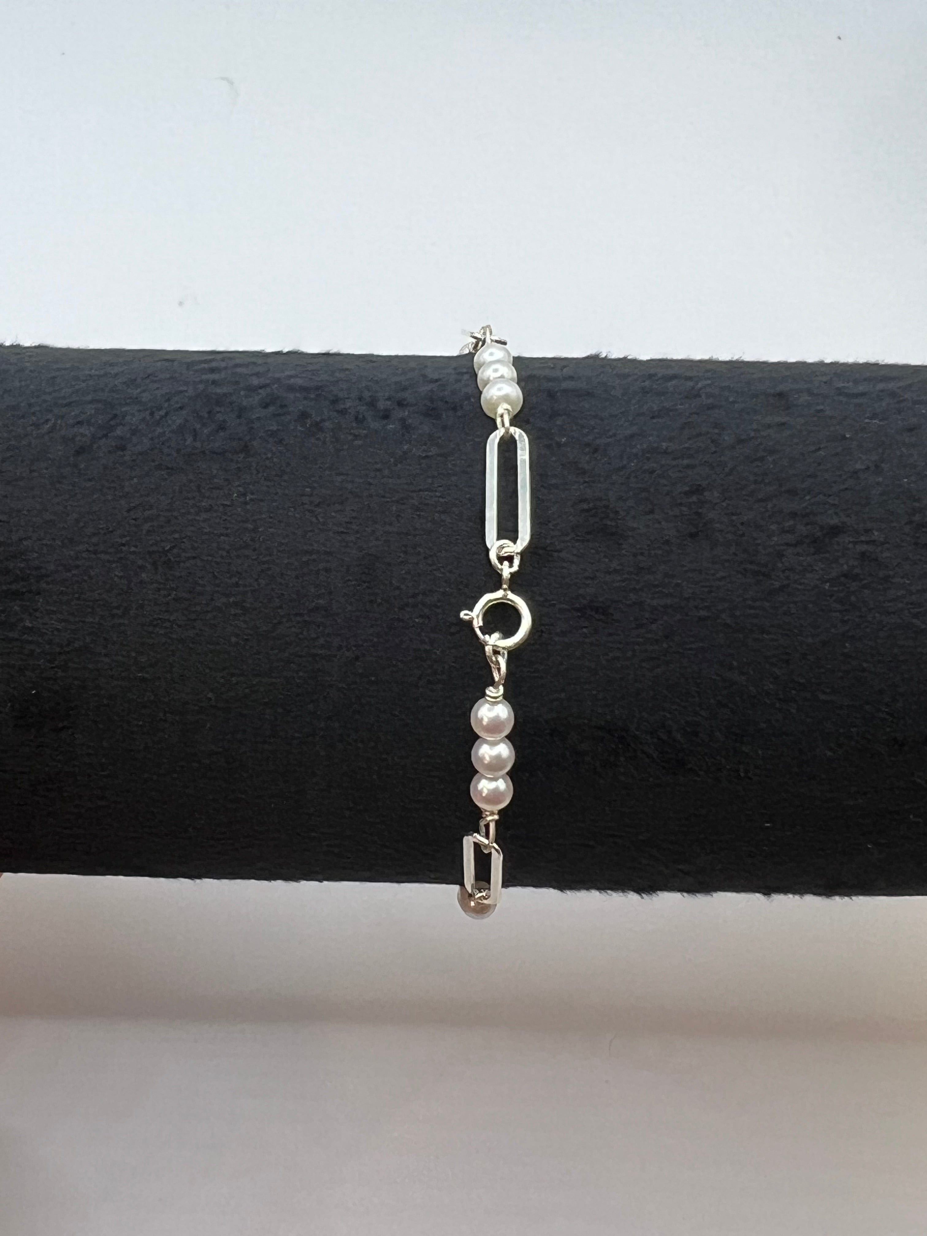 Freshwater Pearl Paperclip Chain Bracelet