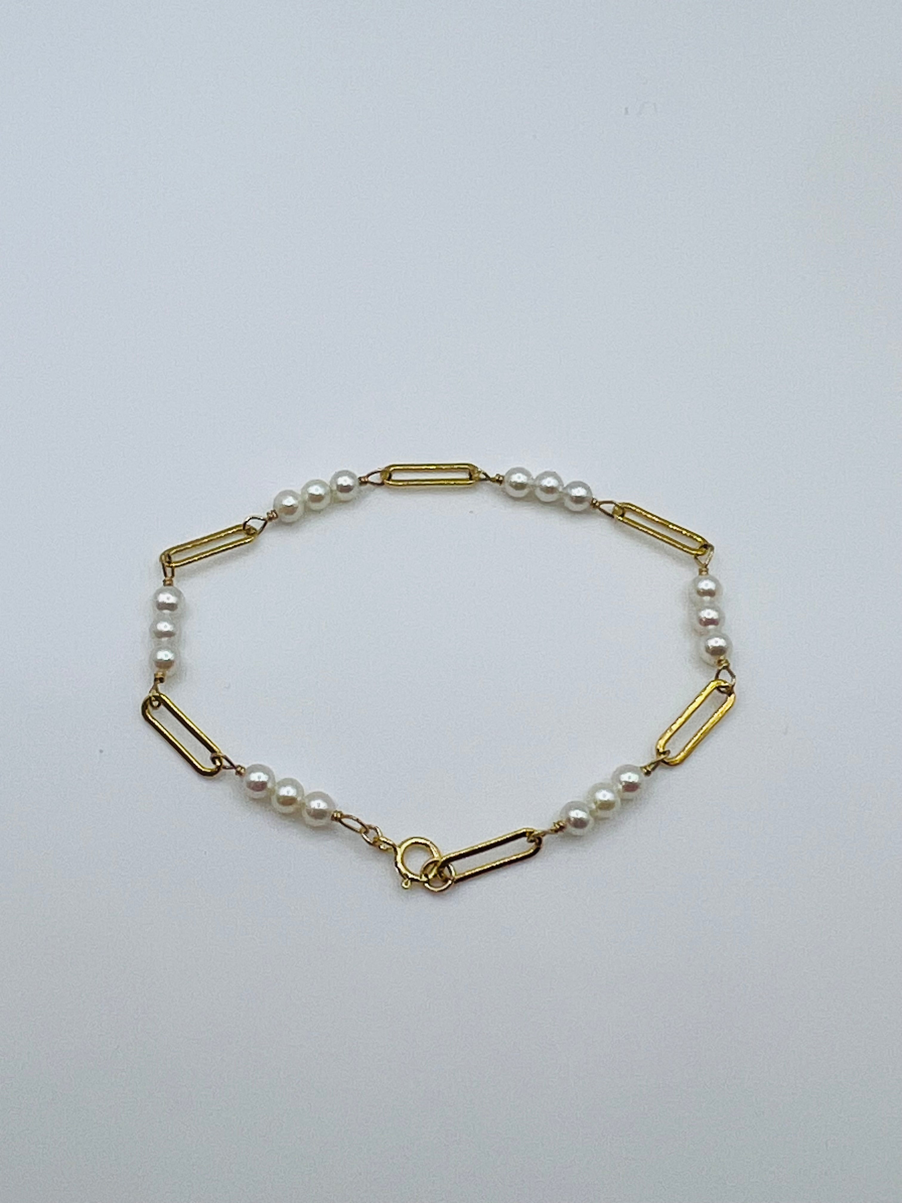 Freshwater Pearl Paperclip Chain Bracelet