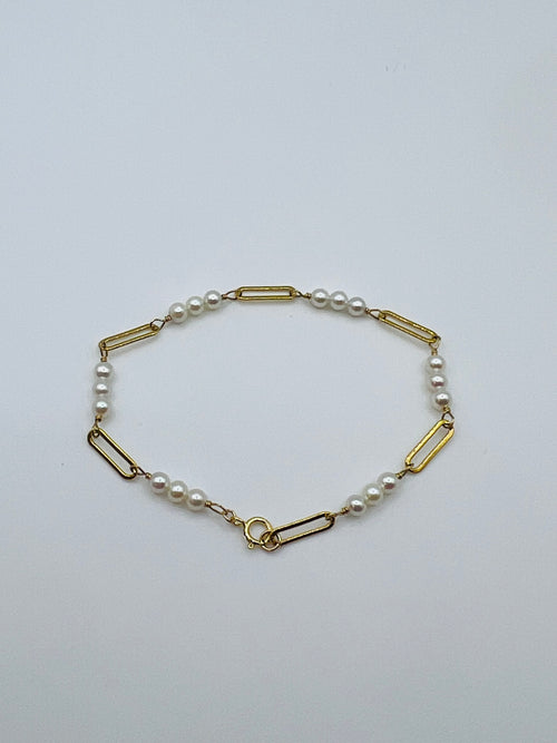 Freshwater Pearl Paperclip Chain Bracelet